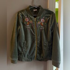Embroidered Green Bomber Jacket